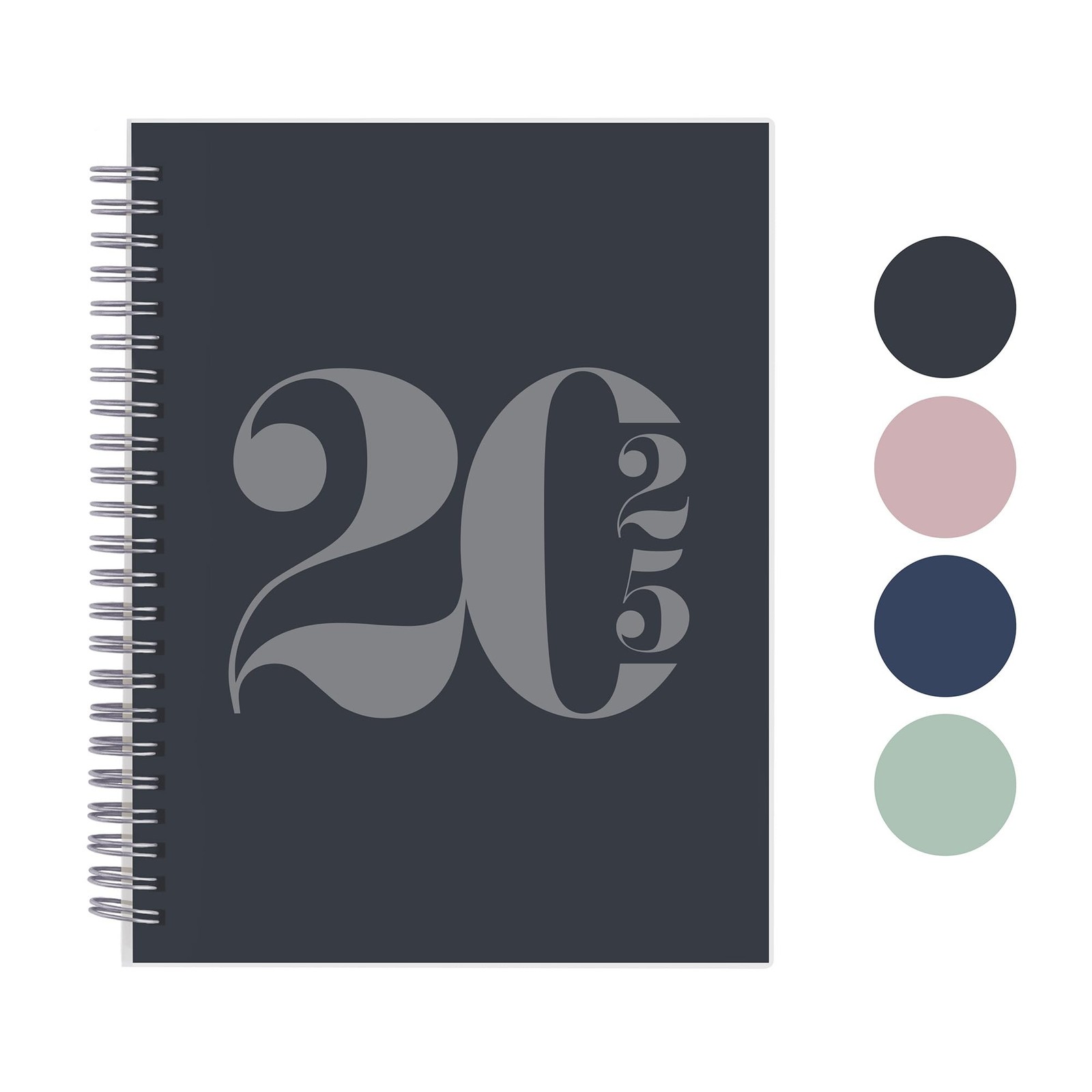 Rileys 2025 Weekly Planner – Typographic Annual & Monthly 6 x 8-Inches, Black