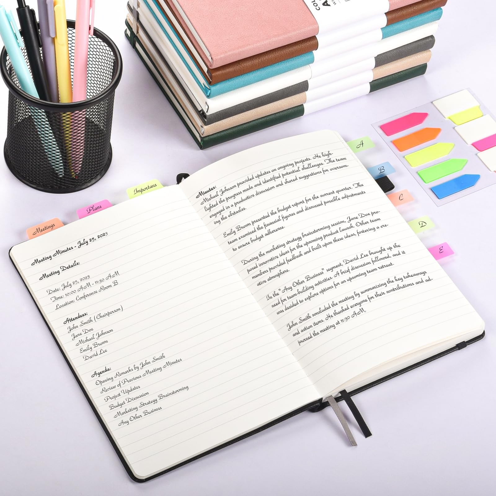 OMEYA Lined Journal Notebook, 3 Pack A5 College Ruled Notebooks for A5, Black