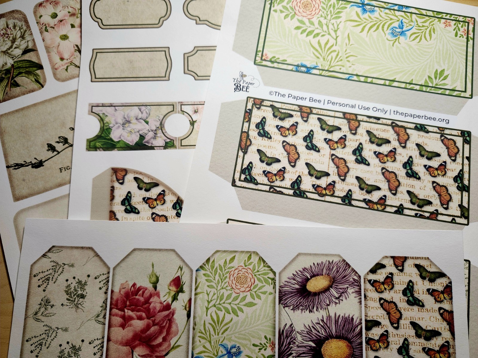 Junk Journal Booklet “BOTANY” Handmade Botanical Wildflowers Lg 8.5″x5.5″ 40pgs