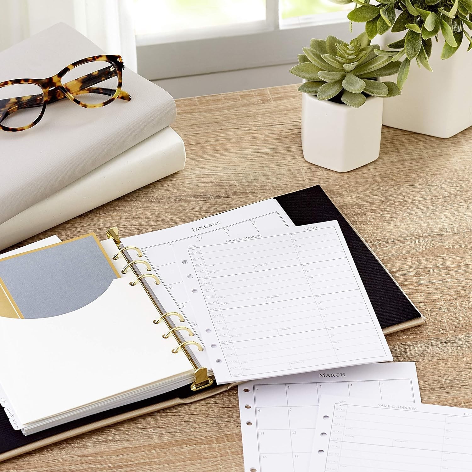 5×8-Inch Address Book with Padded Cream Cover and Contact Management Features