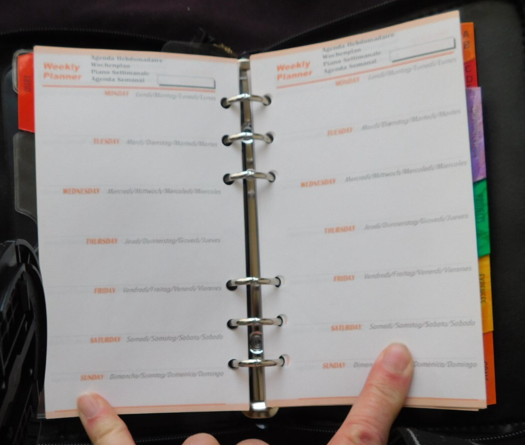 Philippe Amiel Planner Organizer Calendar Black Calculator Card Holder Zipper