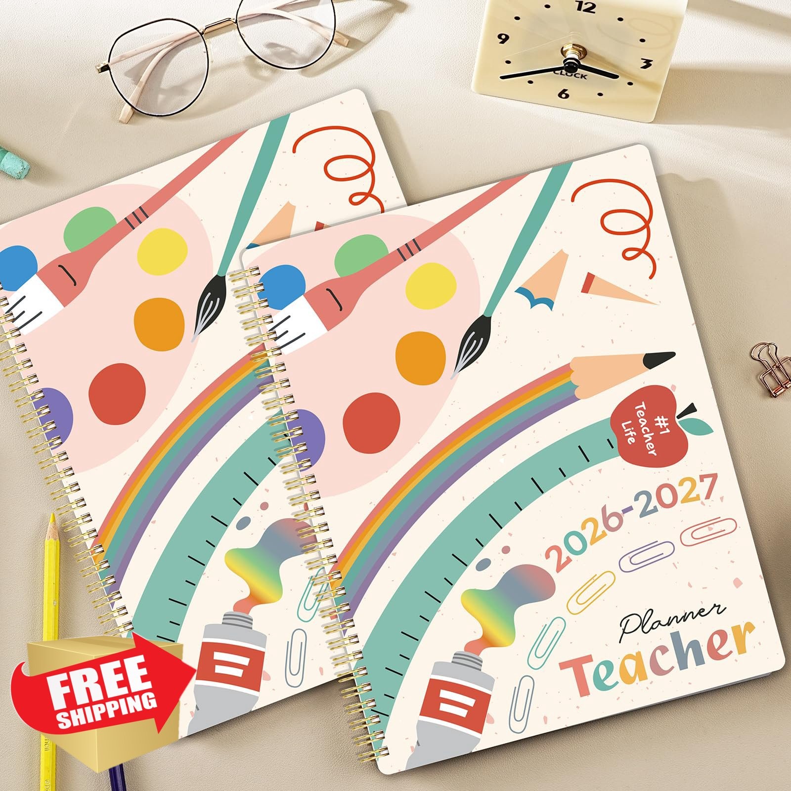Lemome Teacher Planner 2026-2027 8.5×11 Colorful Tabs