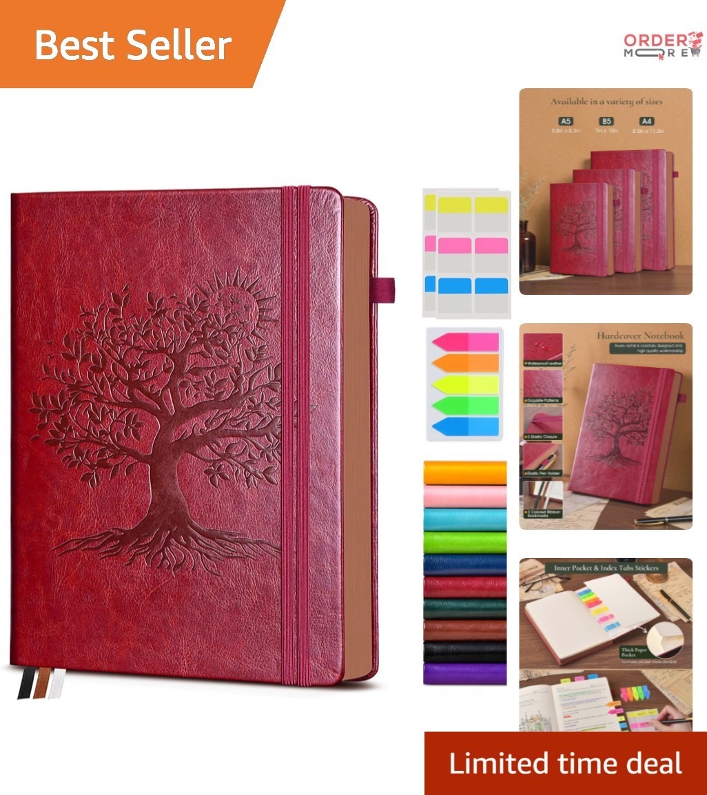 Vintage Faux Leather Journal A4 300 Pages Waterproof Hard Cover Writing Notebook