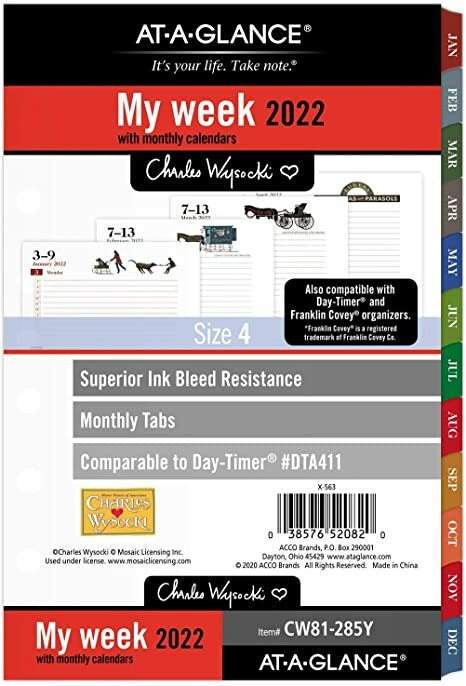 AT-A-GLANCE 2022 Weekly & Monthly Planner Refill , 5-1/2″ x 8-1/2″, Black Size 4