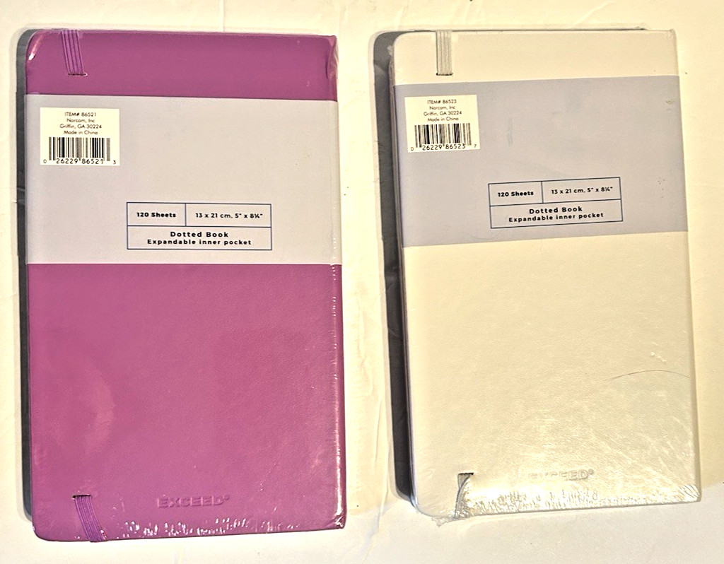 2pk Exceed Dotted Books White/Pink Hard Cover Heavyweight Paper 78gsm