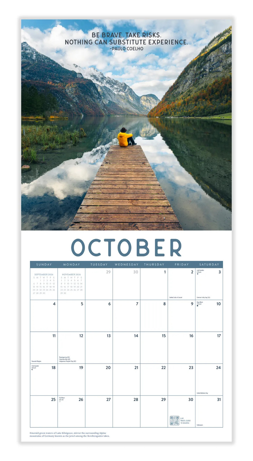 Wanderlust Calendar 2026 | 12″ x 24″ 12 Month Calendar | Marble City Press