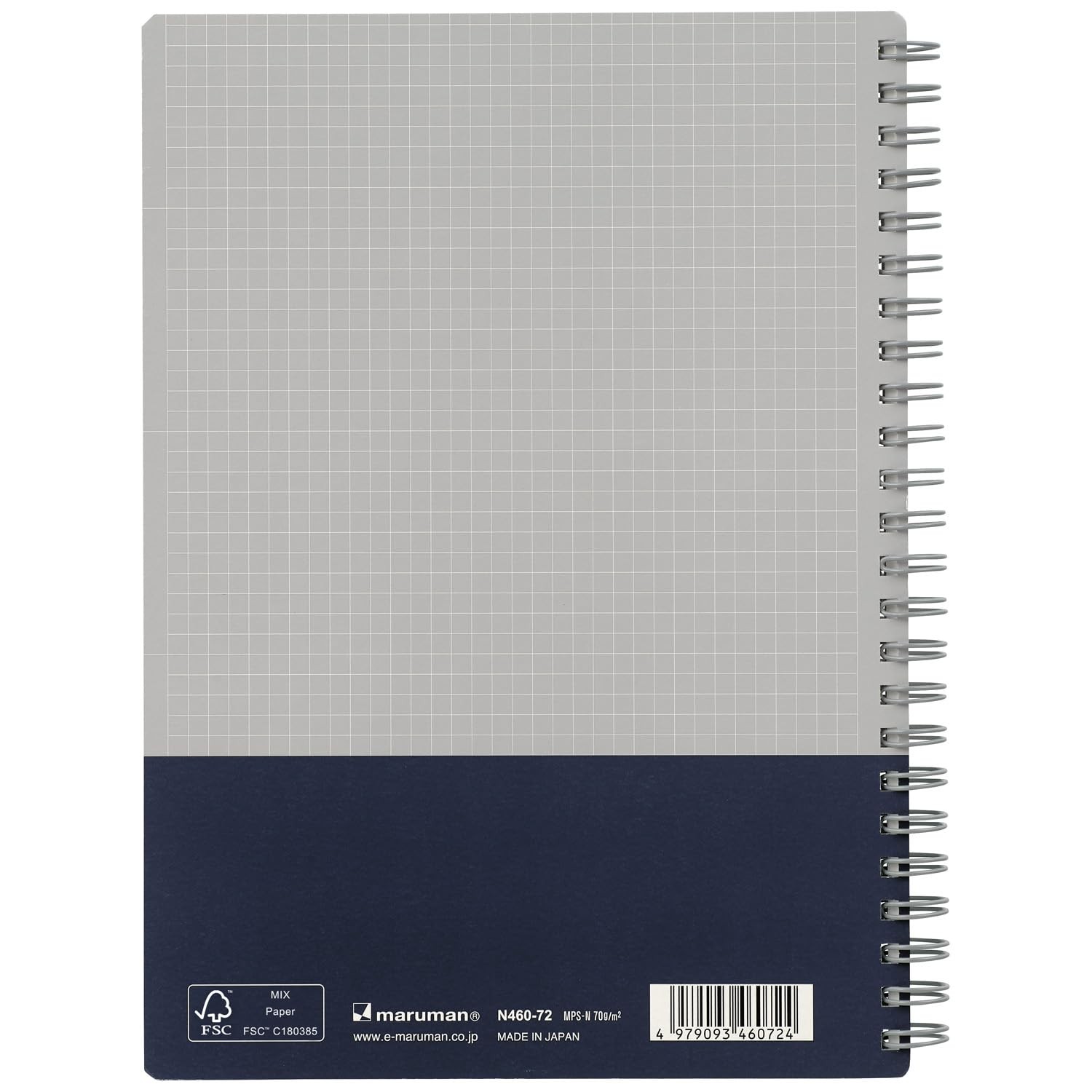 Maruman Utoka Grid Notebook- A5, 5.83″ x 8.27″, 90 Sheets / 180 navy