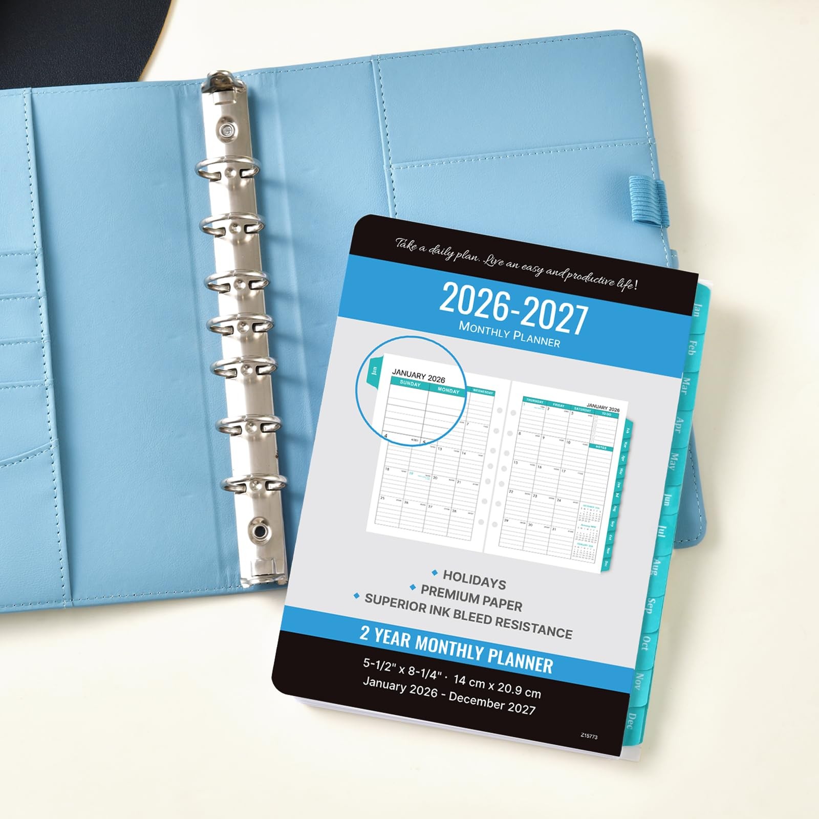2026-2027 Monthly Planner Refill – Inserts 5-1/2″ x 8-1/2″, black