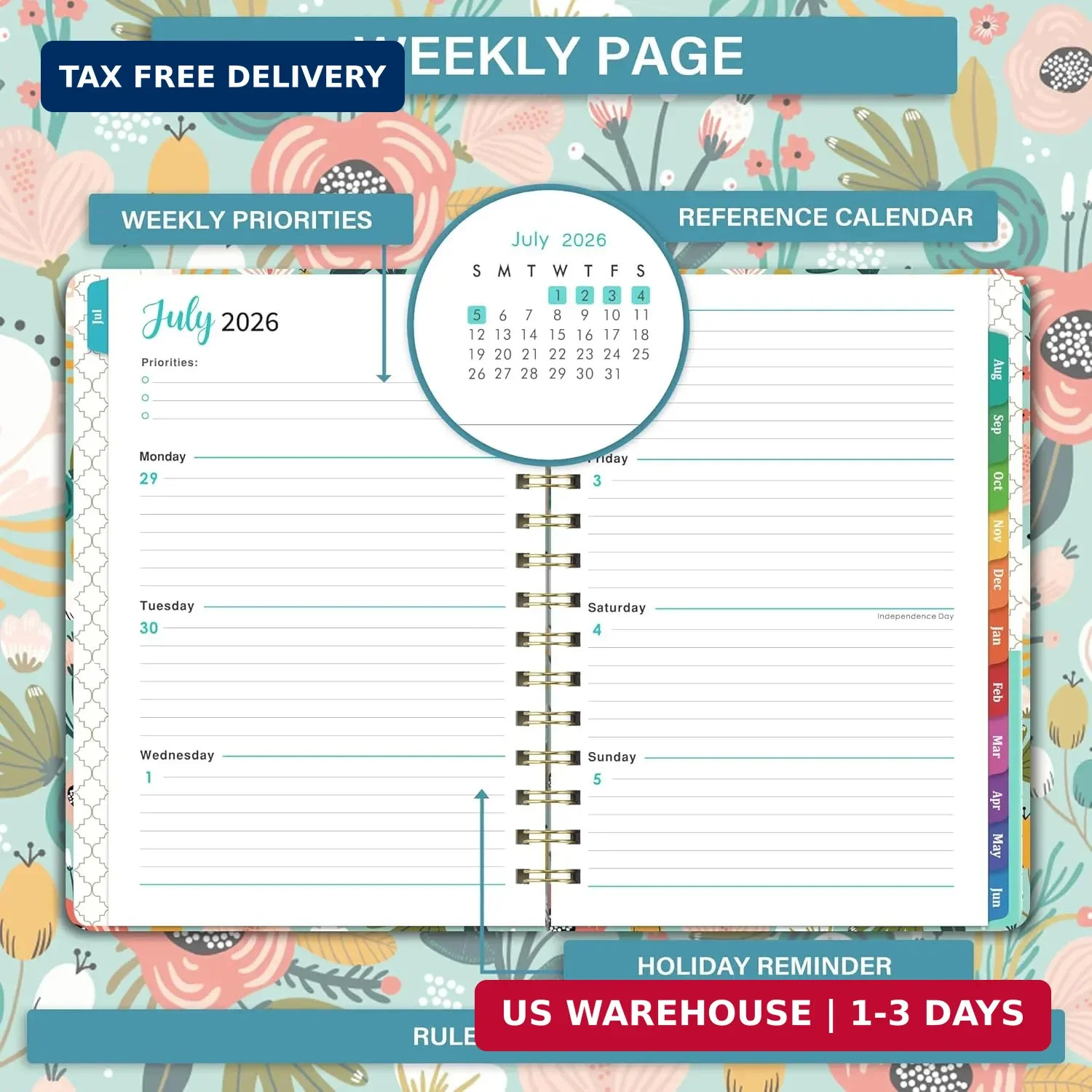 Planner 2026-2027 – Weekly Monthly Planner form July 2026 to June 2027, Academic