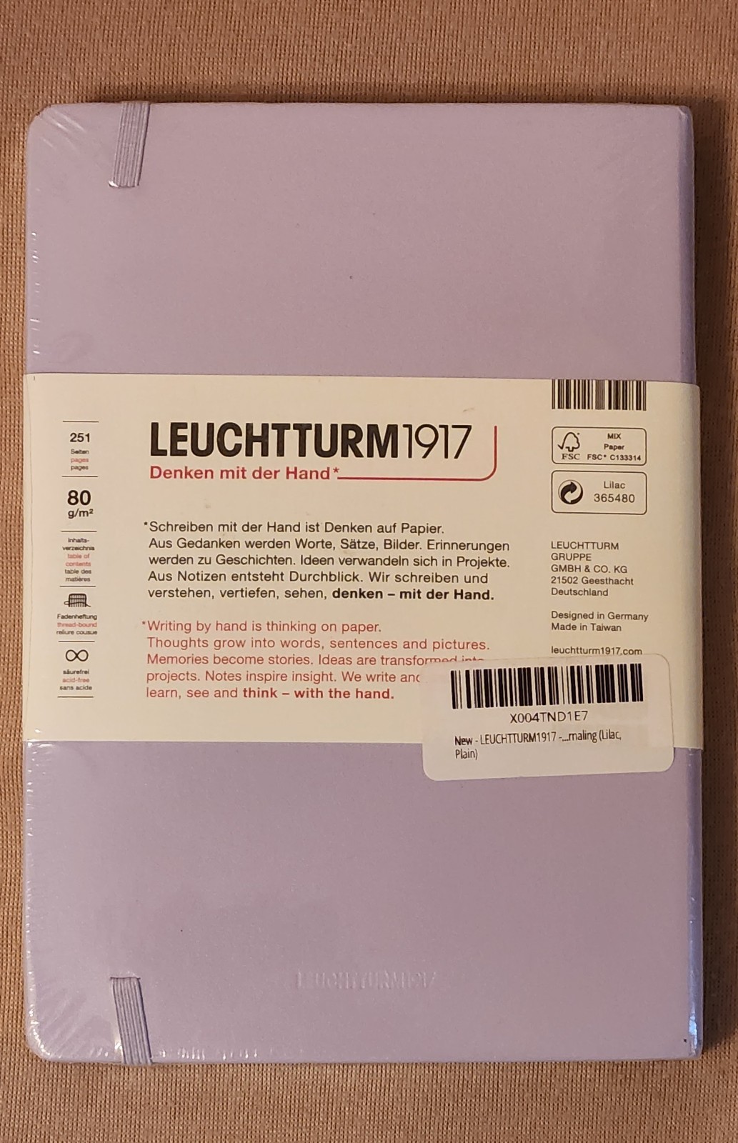 Leuchtturm 1917 Hardcover Plain (Blank) Notebook in Lilac – A5 – NEW SEALED