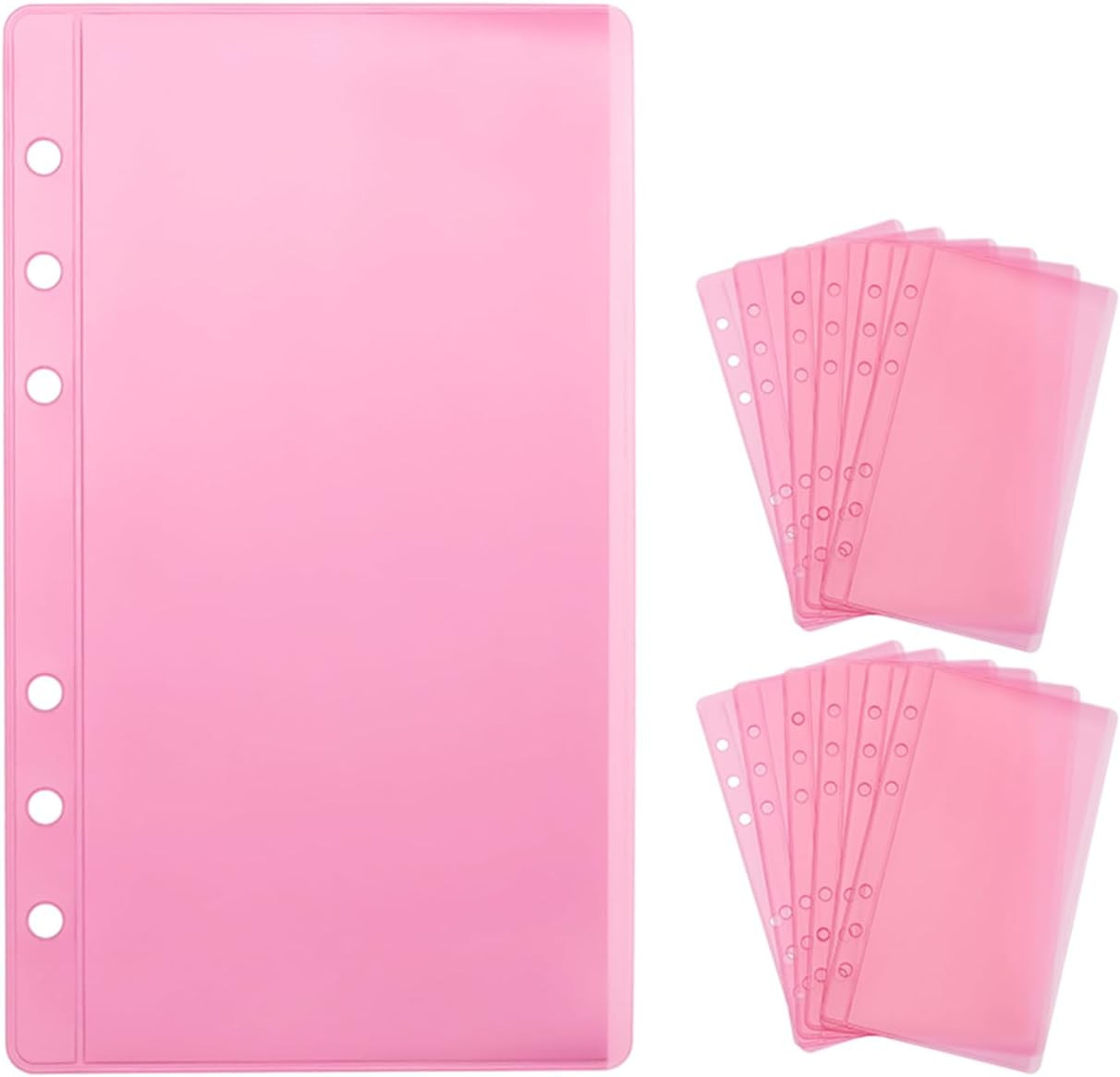 12Pcs Pink A6 Binder Pockets Zipless Cash Envelopes Budget Binder Inserts PVC Sh
