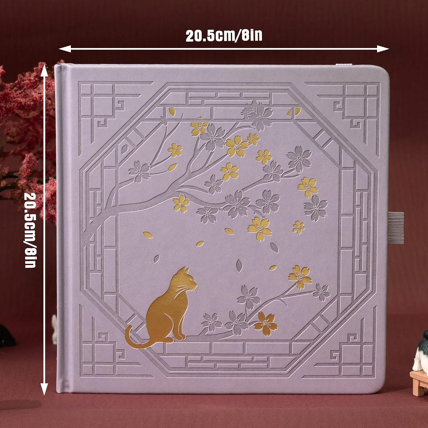 Square Dotted Journal, Cute Cat Journal for Women Girls, Dot Notebook with Prett