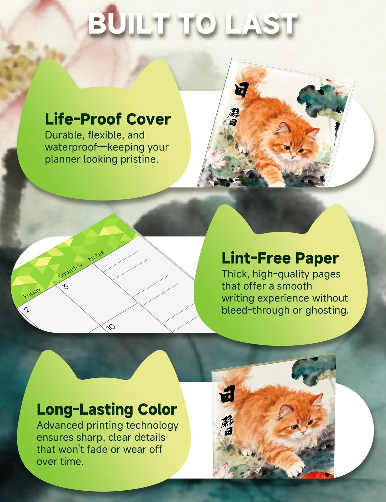 ADUN Stationery Pocket Calendar 2026-2028 Animal 3.5″ x 6.7″, light blue