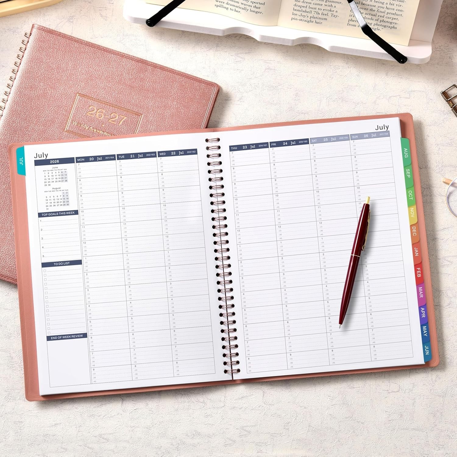 2026-2027 Weekly Planner – 9×11 with Twin-Wire Binding & Leather Finish
