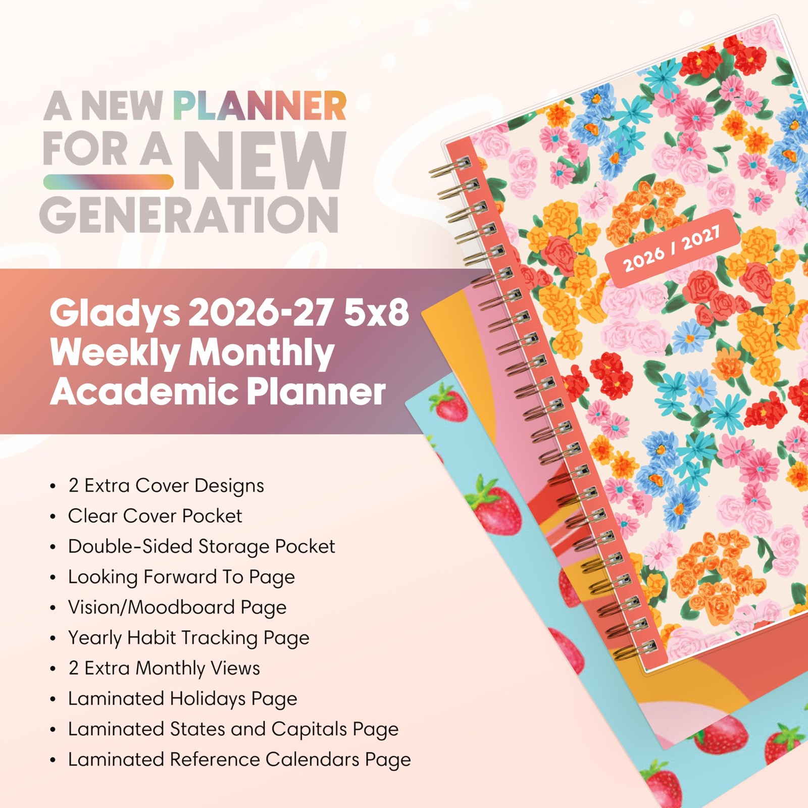 Blue Sky Gen Z 2026-2027 Weekly and Monthly 5″ x 8″, Gladys- 2026/2027