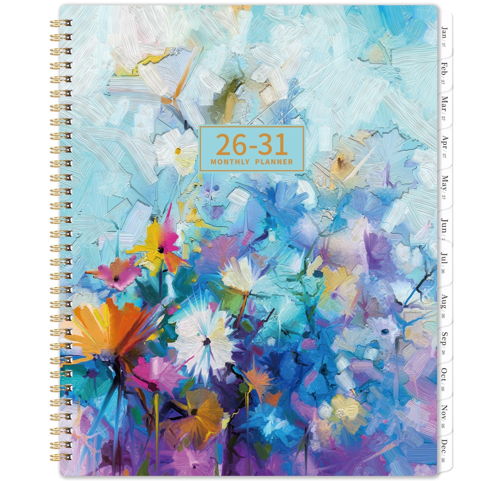 5-Year Monthly Planner 2026-2031, 9″x11″, Twin-Wire, 60 Tabs, Back Pocket, Water