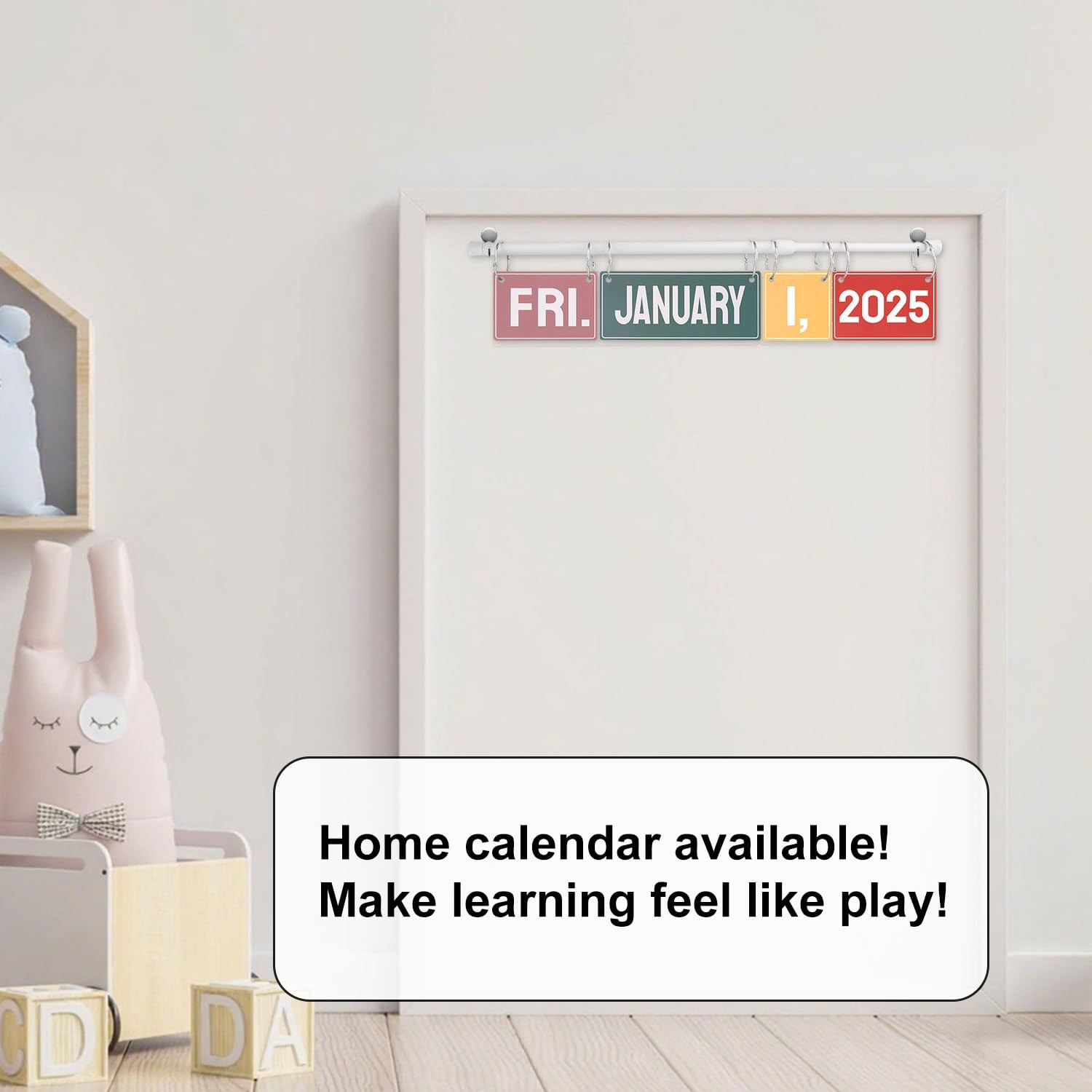 Flip Calendar Bulletin Board Set With Adjustable Rod Holder 54 Date Cards