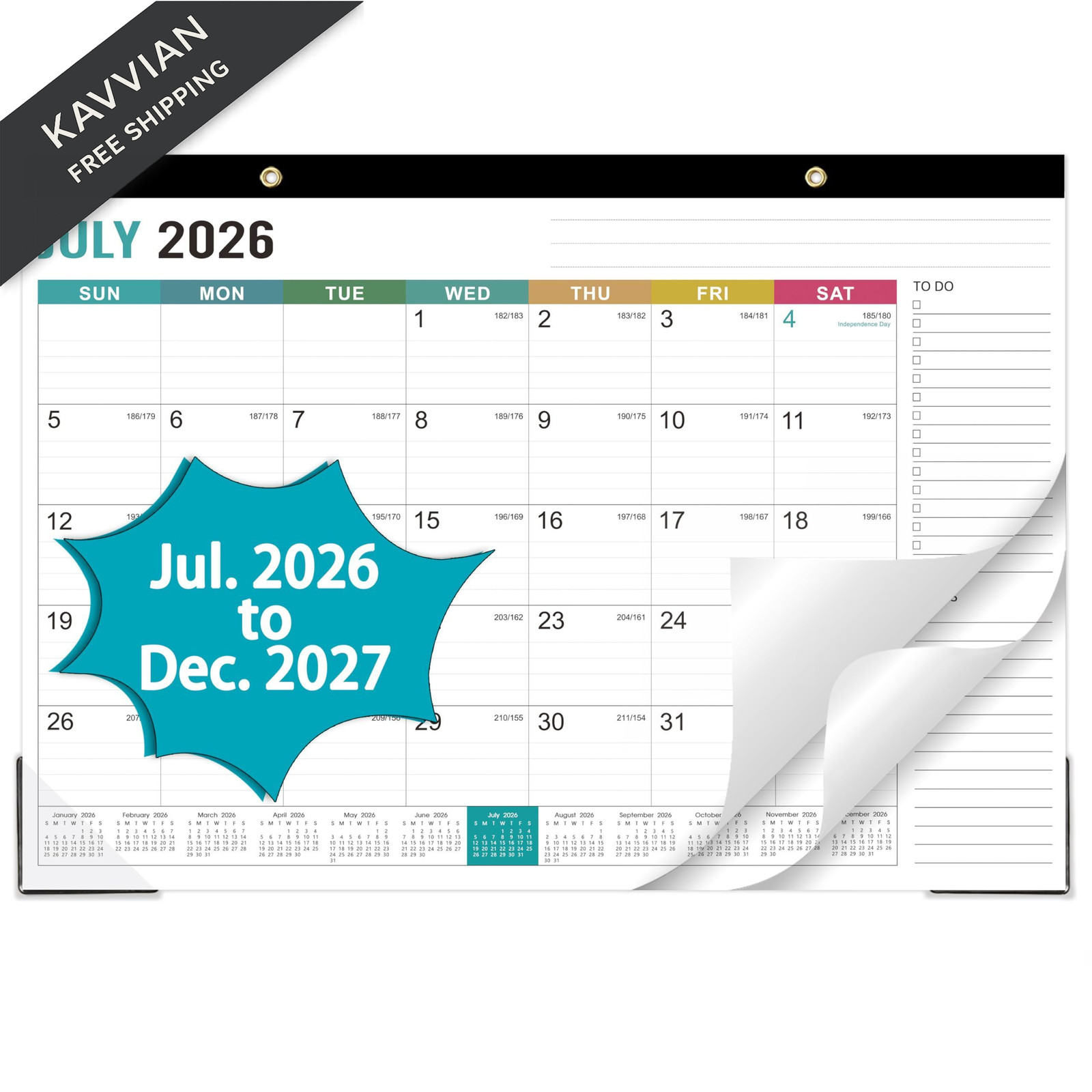 Desk Calendar 2026-2027 – Calendar, July 2026 – multicolored
