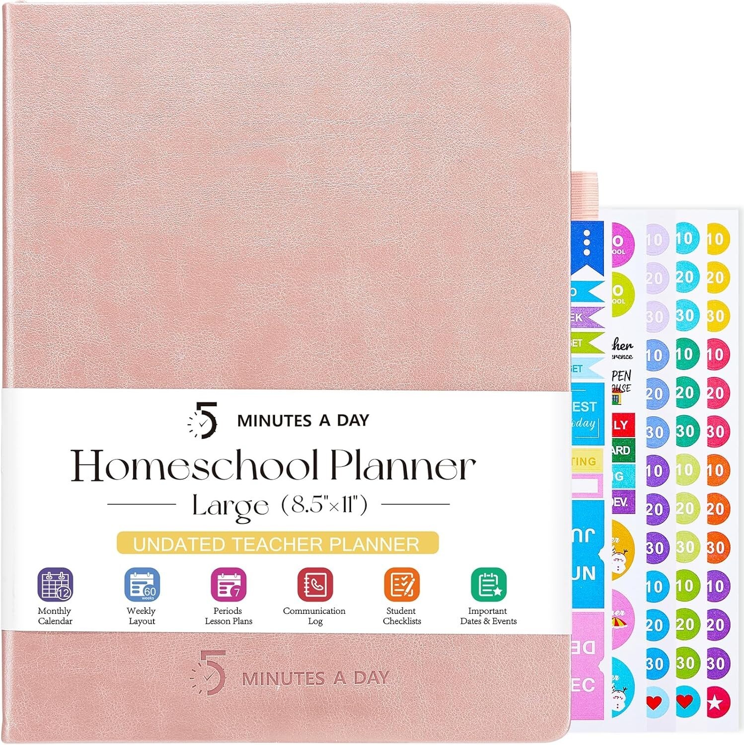 Homeschool Planner, Undated Teacher Planner & Lesson Plan Book ROSE GOLD 8.5X11