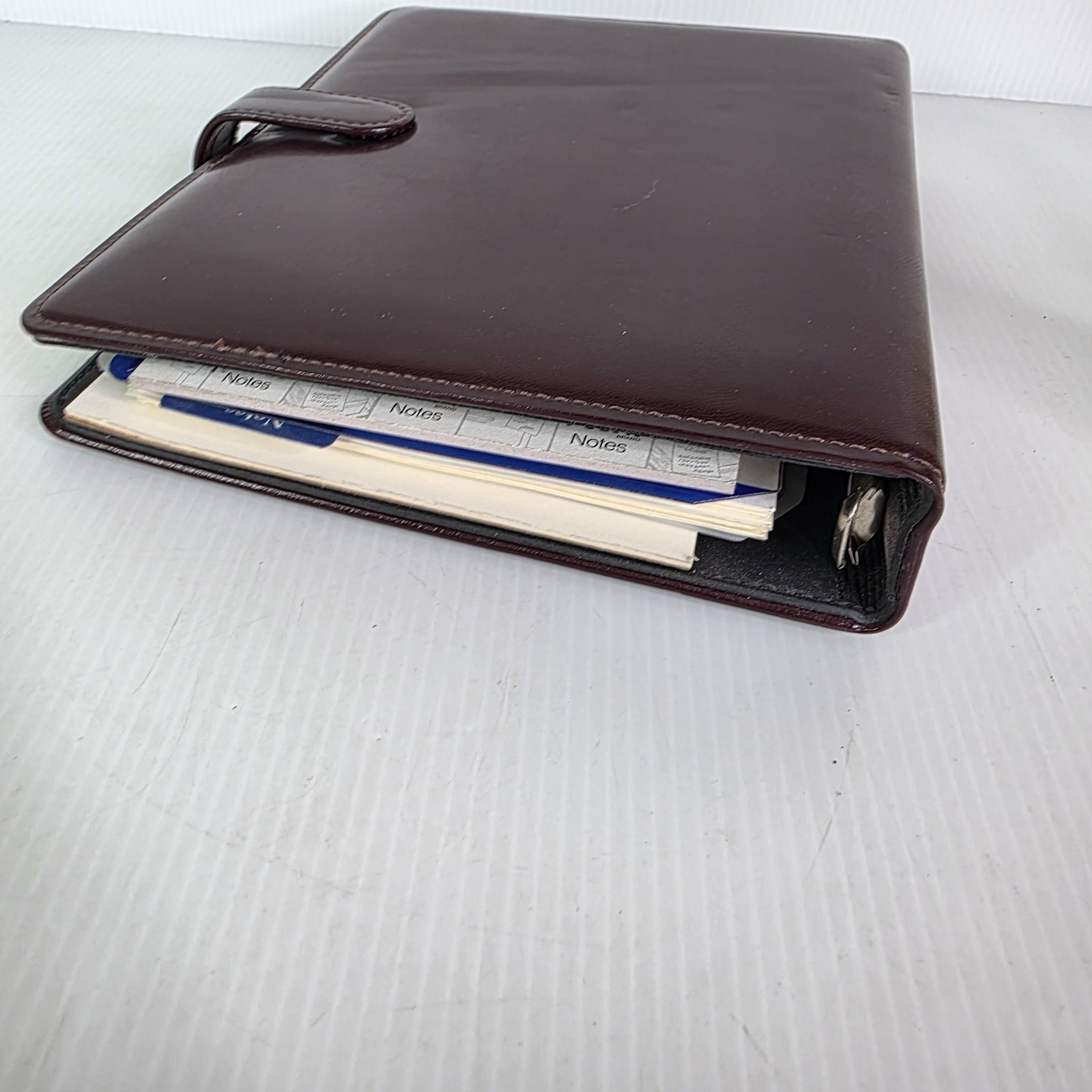 Vintage Rolodex Personal Organizer 8.5×6.5 Faux Leather 6 Ring Burgundy Snap