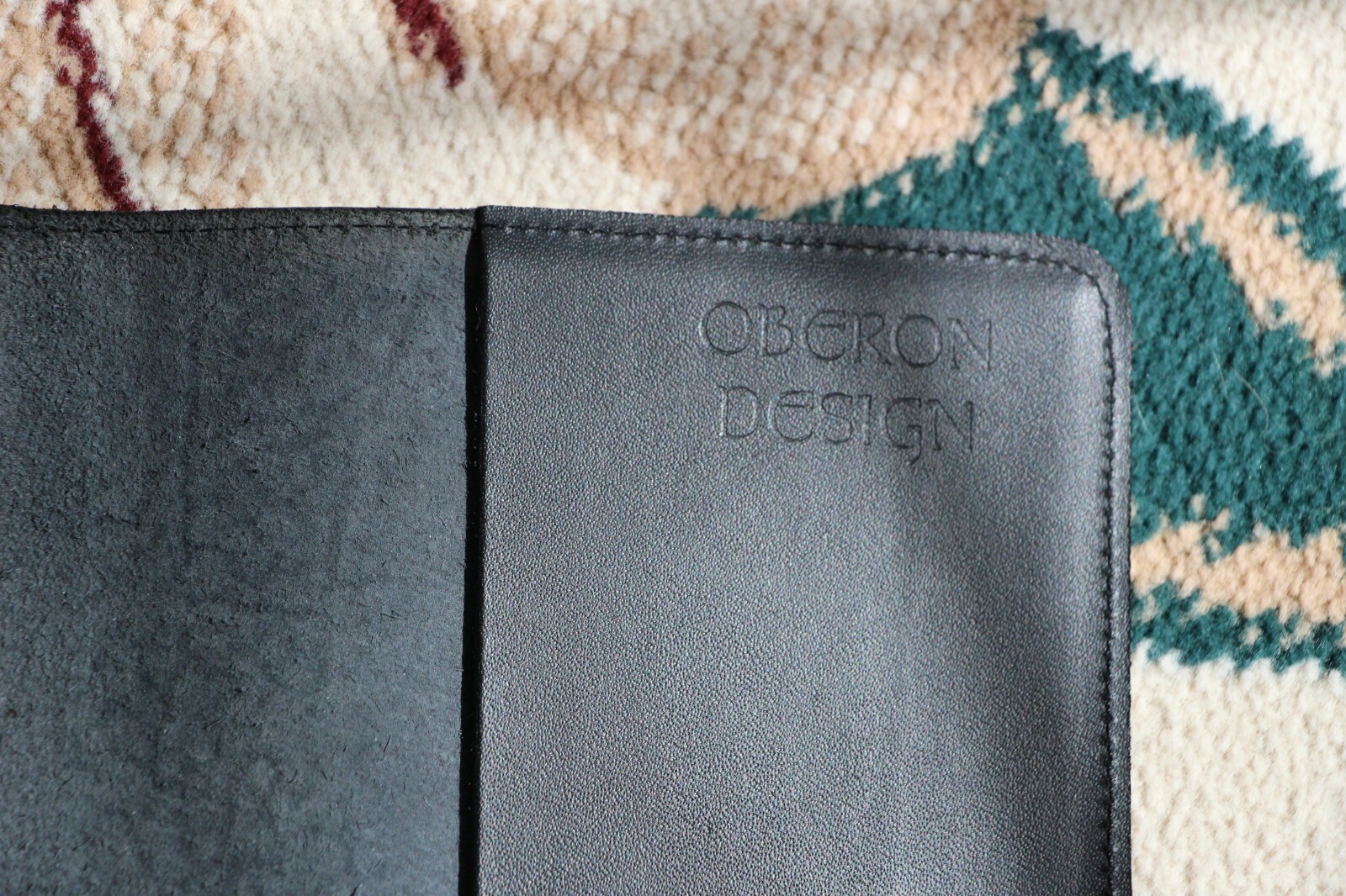 Oberon Design Leather Journal Cover 6″ x 9″ BUDDHA Icon in Black/Marigold