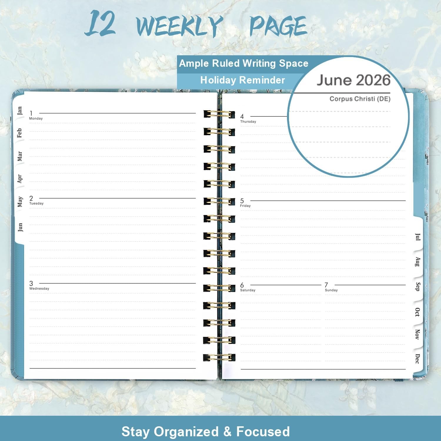 2026 Planner Weekly & Monthly Jan-Dec 2026 6.4″x8.5″ Hardcover Daily Organizer
