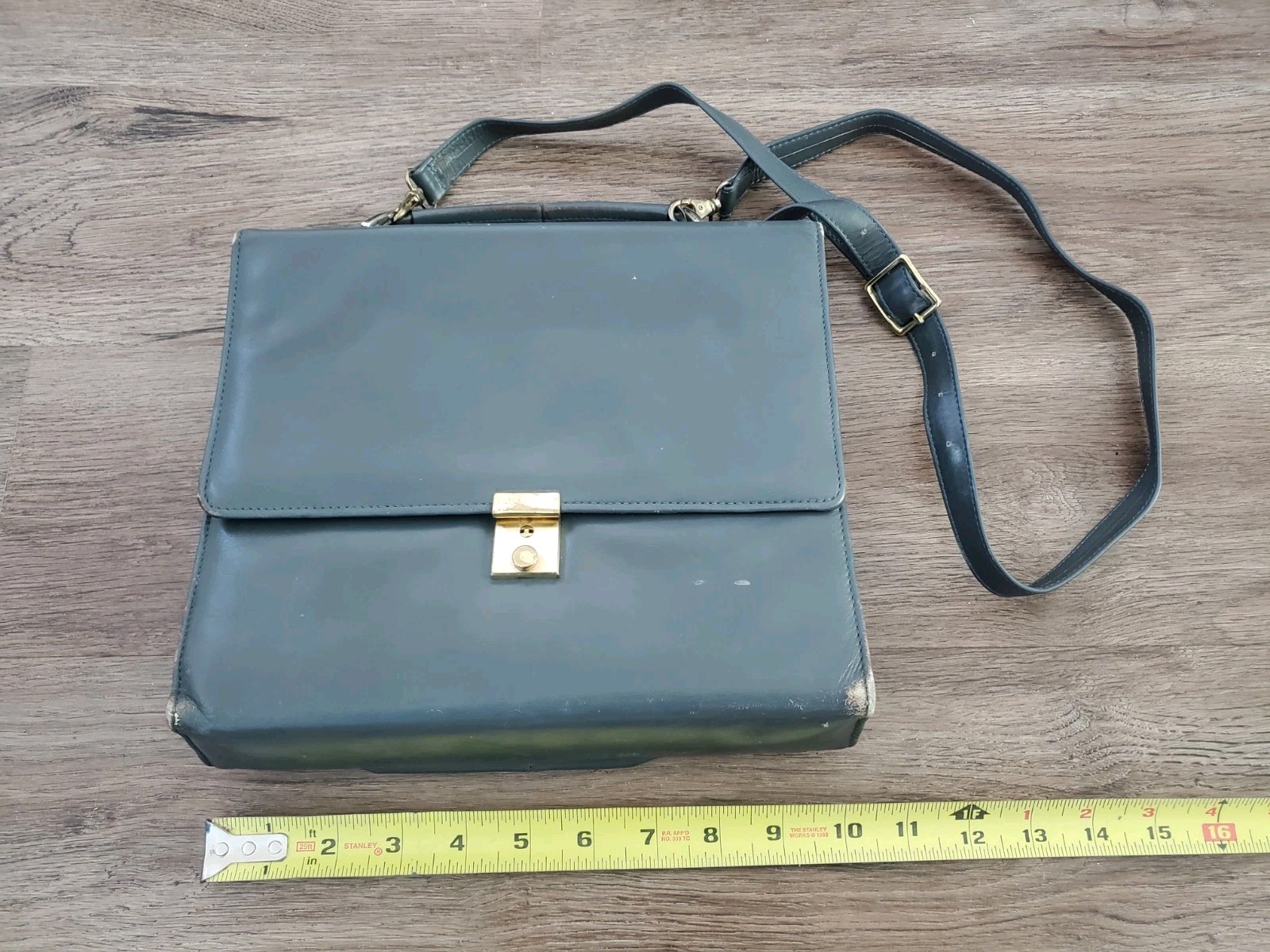 Vintage Genuine Leather 7 Ring Locking Binder Business Planner Gray 50s 60s 70s