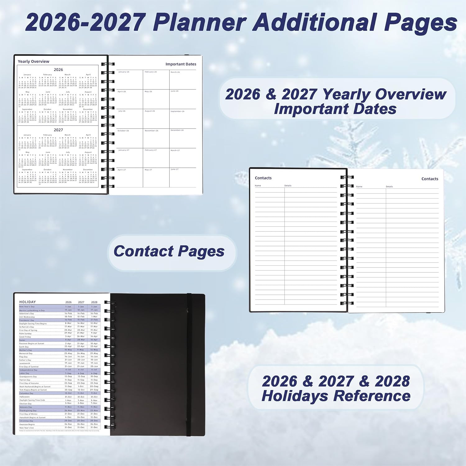 20262027 Planner 18 Month Weekly Monthly A5 Black Agenda for School