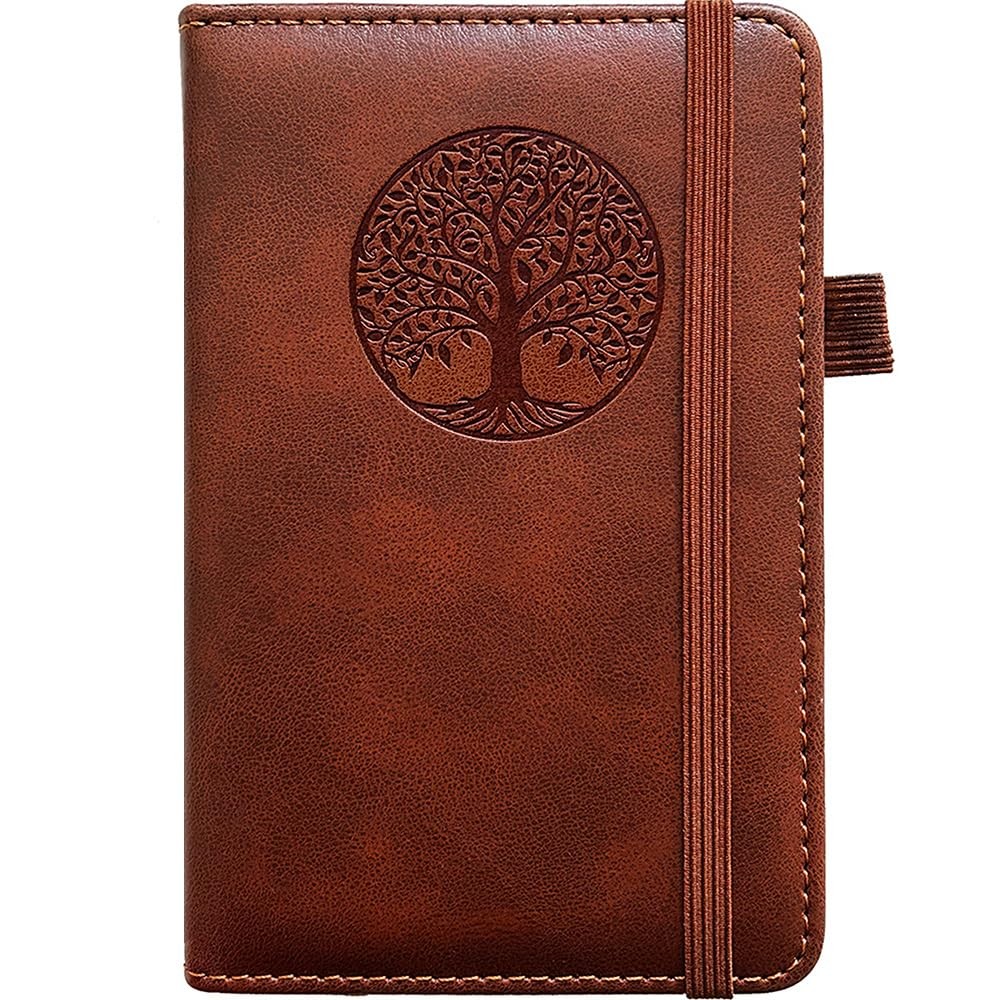 BIYUNRO Small Pocket Notebook, Leather Journal Mini Brown