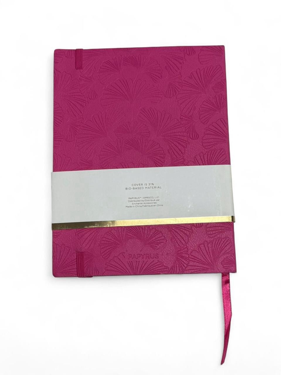 PAPYRUS Pink Ruled Gilded Notebook Journal 240 Ivory Lined Pages Elastic Band