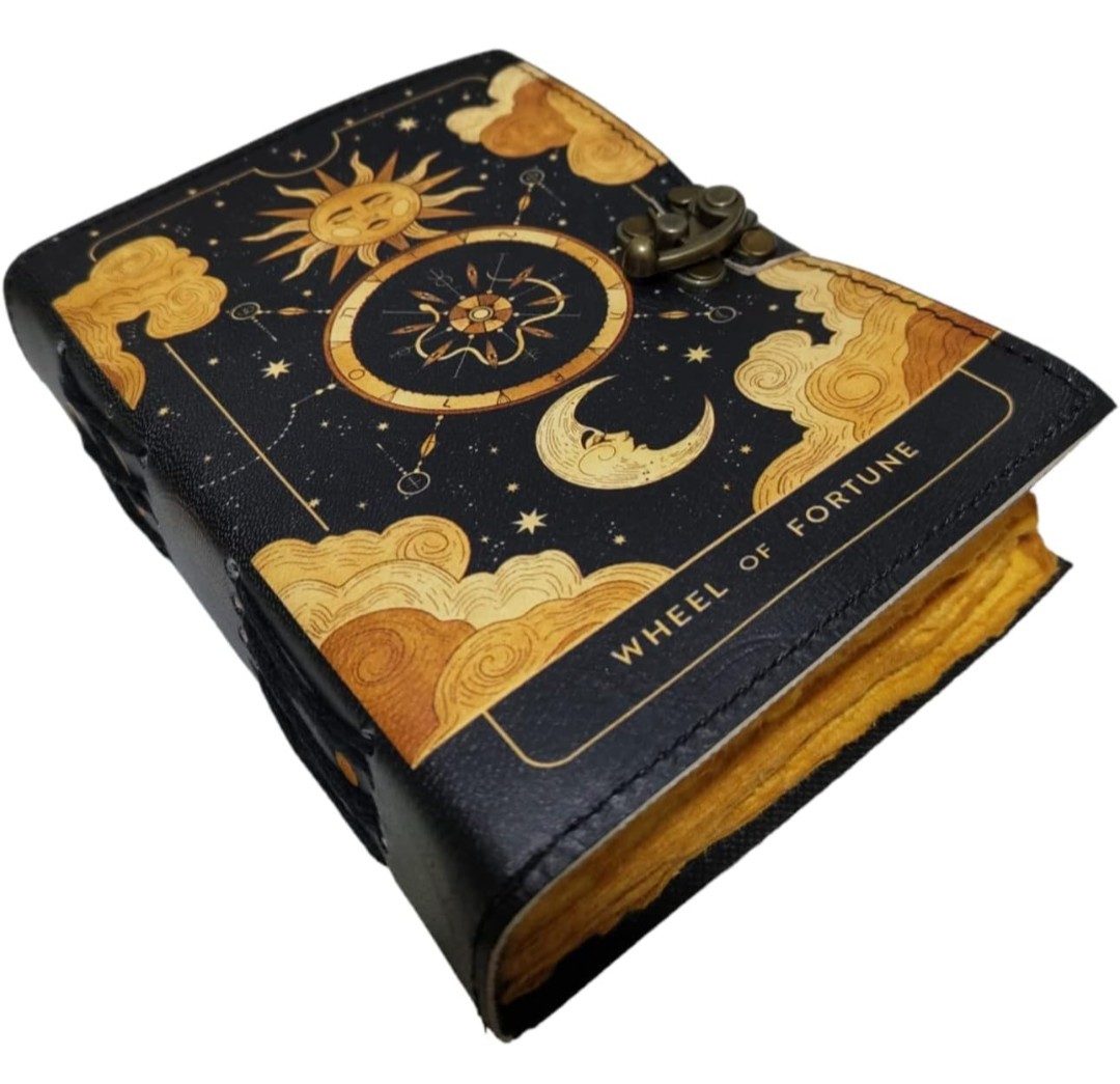 6×4″ Handmade Embossed Leather Journal Book of Shadows Fortune Unlined Pages