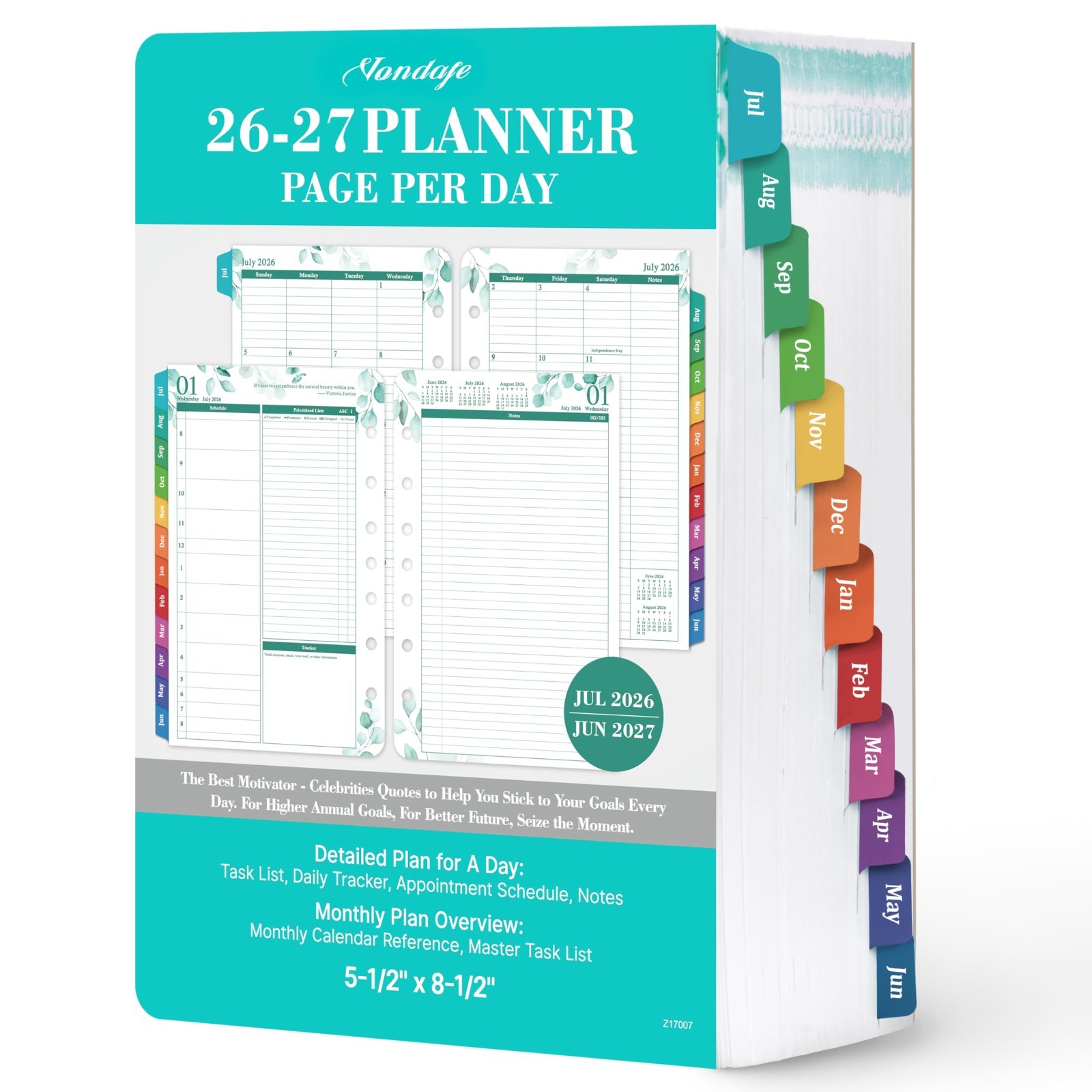 2026-2027 Daily Planner Refills – Two Pages Per Day, 5.5″ x 8.4″, Ring-Bound Org