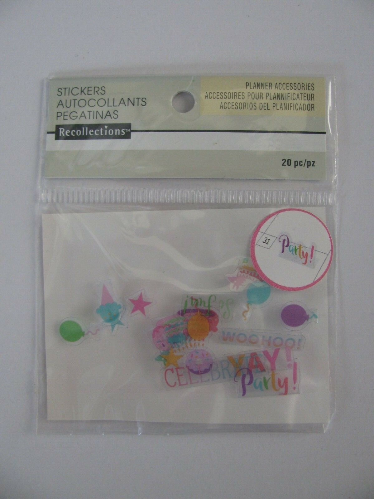 Recollections Planner Accessories Stickers PARTY 20 Pieces NIP