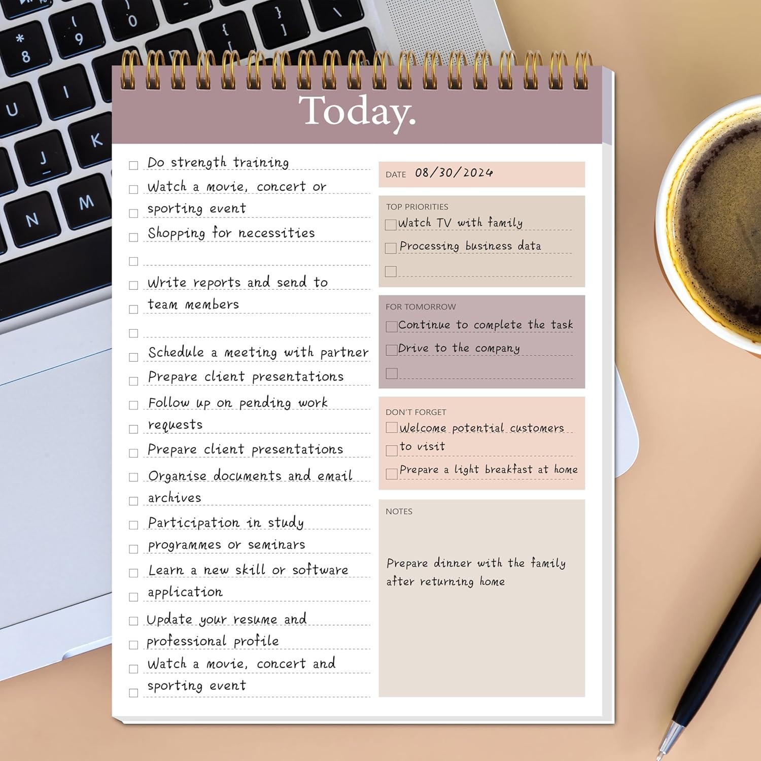 Daily Planner Notepad with PVC Cover – 52 Undated Pages for All Users