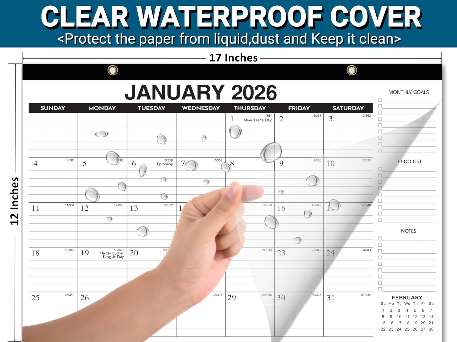 Desk Calendar 2026-2027 – 18-Month Large Black&White – Until June 2027