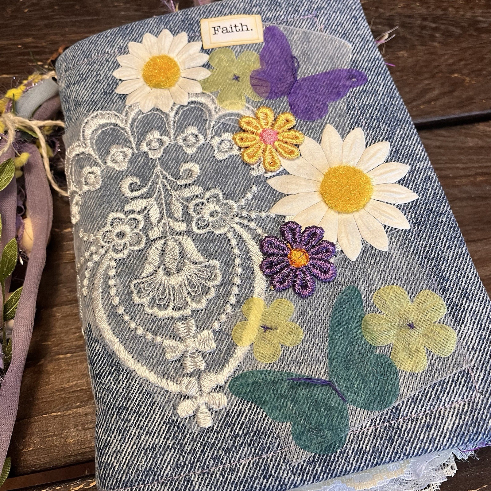 Junk Journal Floral Faith Christian Boho Denim Cottage Core 3 Sig Softcover