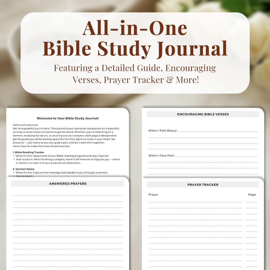 Bible Study Journal for Women – Guided Christian Notebook with Rose Gold