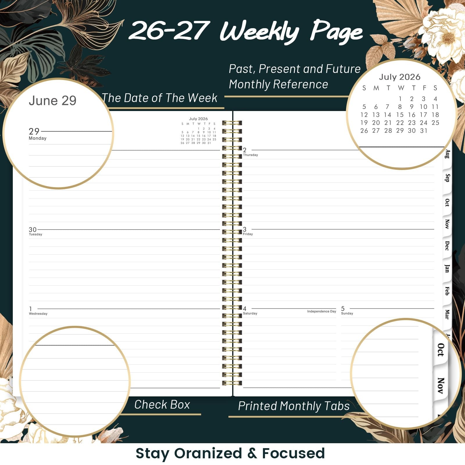2026-2027 Planner – 9″ x 11″, Weekly & Monthly x black