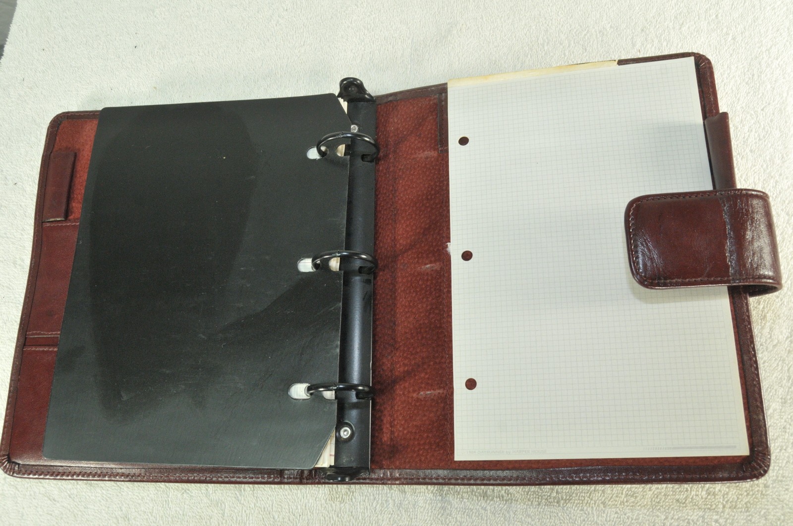Harper House Genuine Leather 3-Ring Planner Binder Burgundy