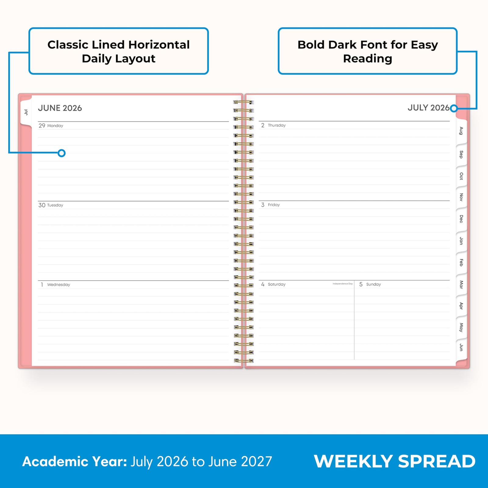 Blue Sky 2026-2027 Weekly and Monthly Academic 8.5″ x 11″, Catira- 2026/2027