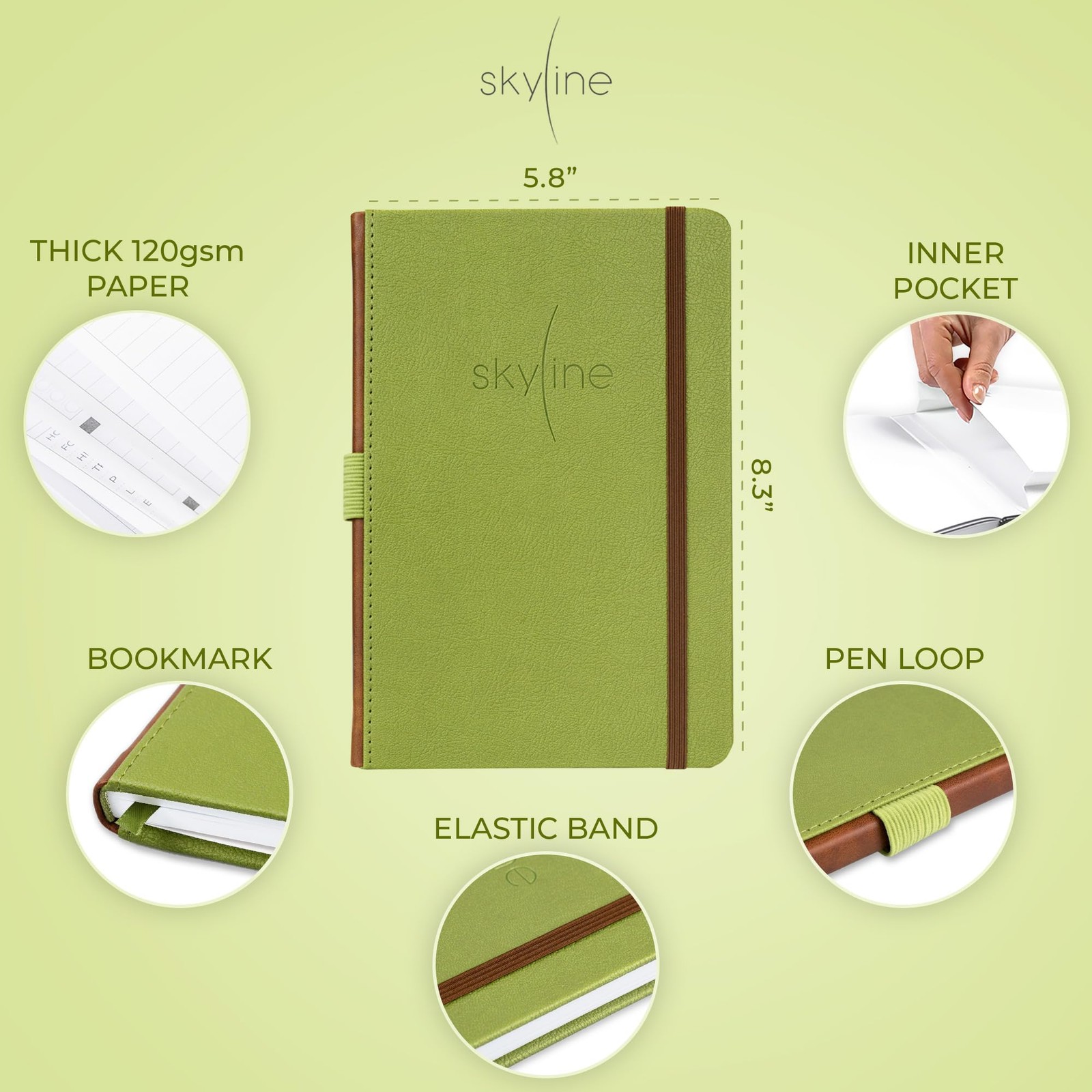 Skyline Check Register – Accounting Ledger Log Book A5 (5.8” x 8.3”), Green