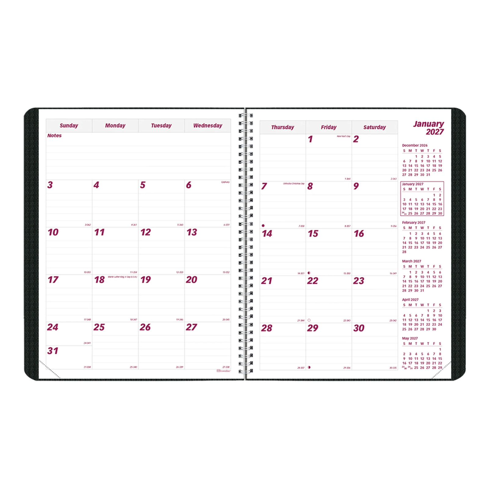 2026-2028 Brownline 14-Month DuraFlex Monthly Planner, 11″ x 8-1/2″, Black