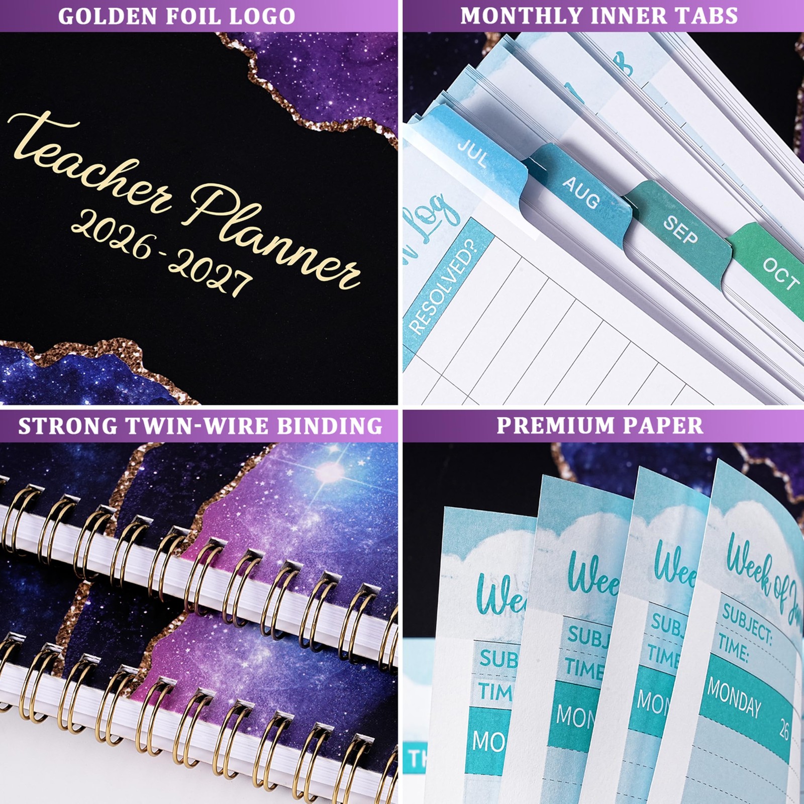 Teacher Planner 2026-2027, Lesson Plan Book 8.5″ x 11″ inches, purple