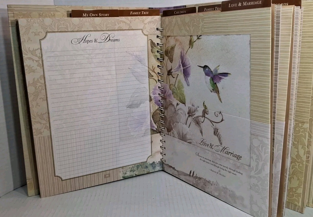 Mothers Memories Journal Keepsake Binder Pockets Acid Free Hummingbird Flowers
