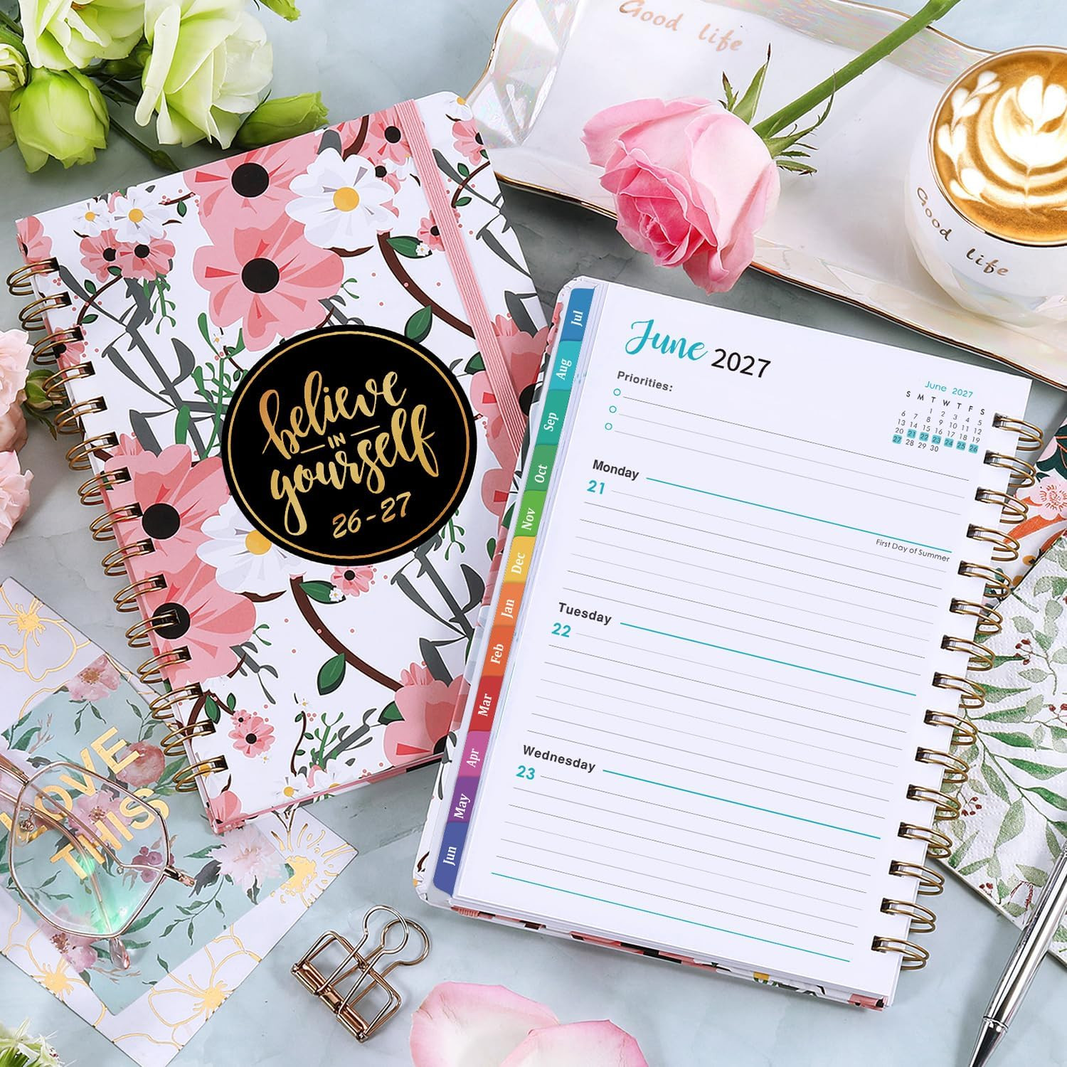 2026-2027 Planner – Weekly & Monthly Planner 2026-2027 with Tabs, 6.4″ x 8.5″, J