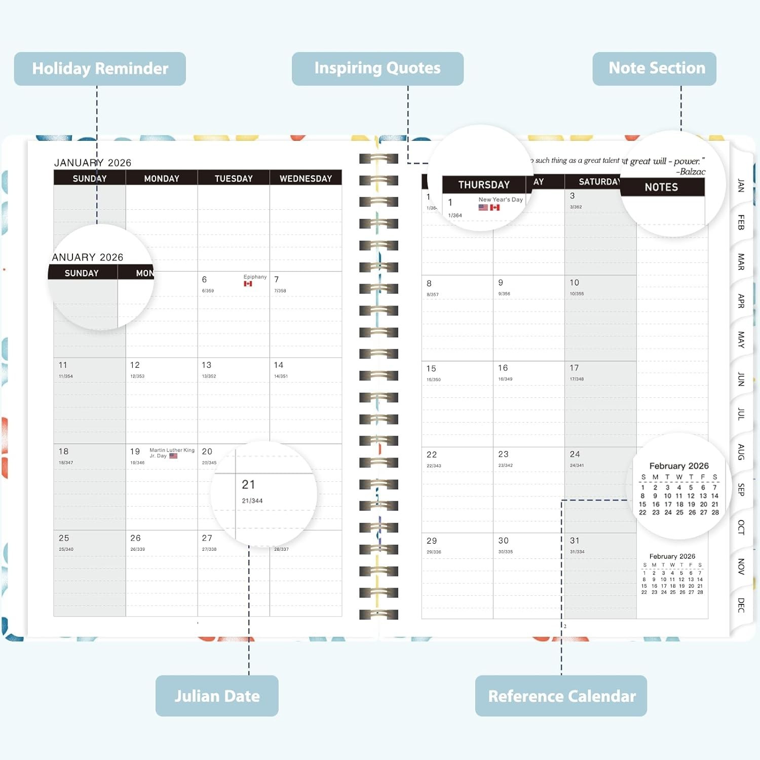 2026 Planner, Weekly & Monthly Calendar, Jan – Dec (CHOOSE YOUR DESIGN)