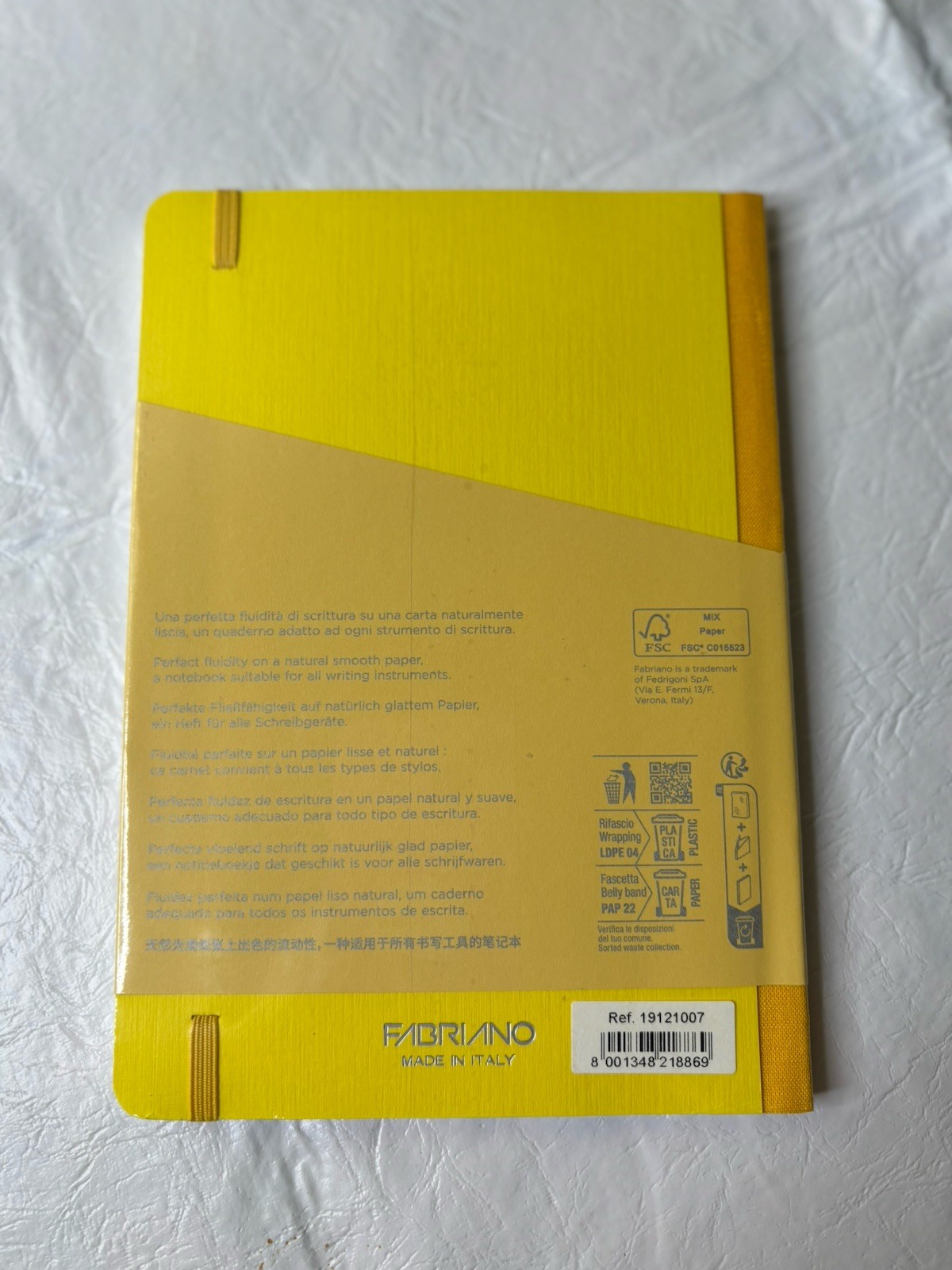 Fabriano Ecoqua Plus Glue Bound Notebook Yellow 5.8″ x 8.3″ A5 Lined NEW Sealed
