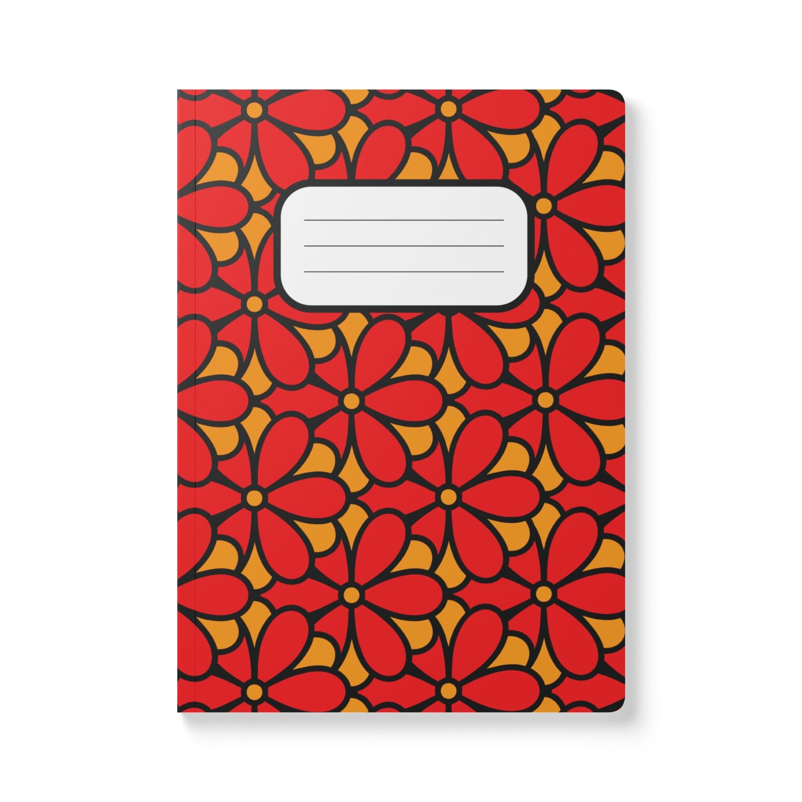 Mod Red Floral Softcover Journal Notebook Vintage A5 MCM Writers Student Artists