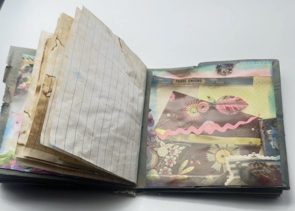 Hand Made Junk Journal 6×5 Inches Memories Themed Medium Is Brown Paper Bags