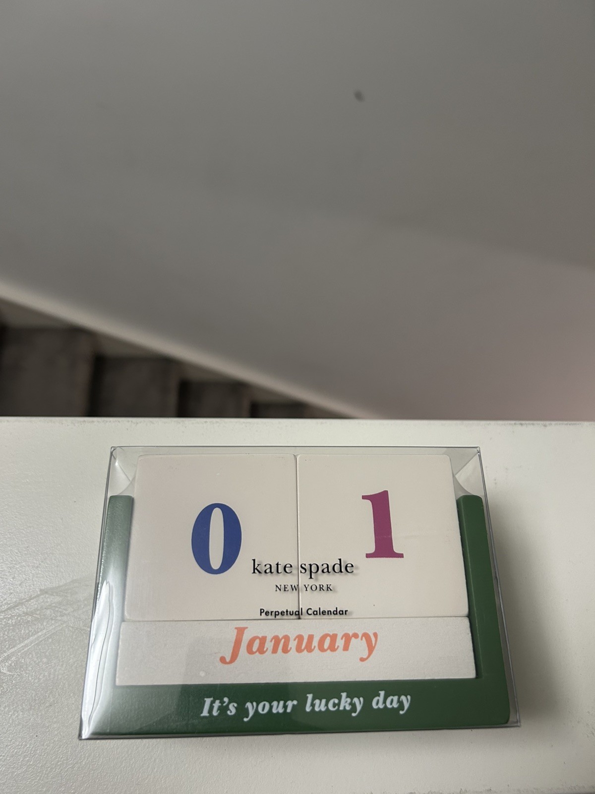 KATE SPADE Perpetual Calendar IT’S YOUR LUCKY DAY Wooden Blocks 6 X4” NEW